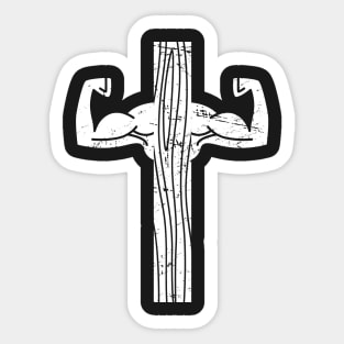 Christian Buff Workout Cross Sticker